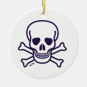 Schedel n Botten rond keramisch ornament 2 zijdig