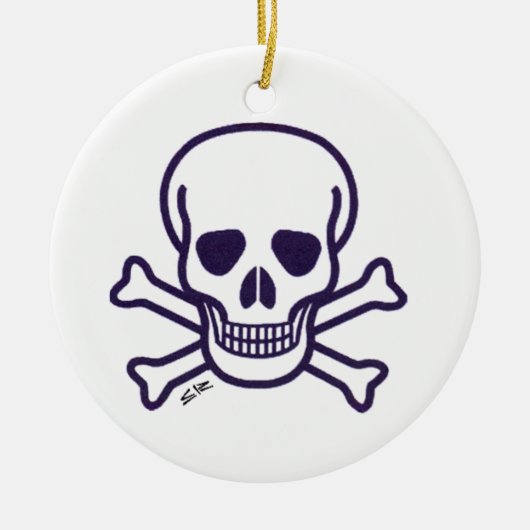 Schedel n Botten rond keramisch ornament 2 zijdig (Voorkant)