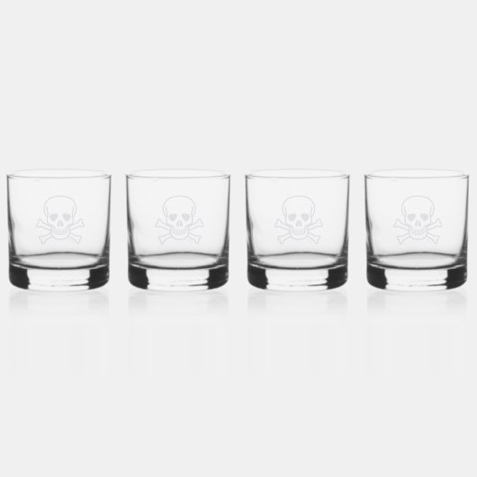 Schedel n Botten rotsen glasset 4 Whisky Glas (Achterkant)