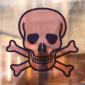 Schedel n Botten roze rond venster cling back stic Raamsticker (Vel 2)