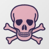 Schedel n Botten roze rond venster vastklampen voo Raamsticker (Vel)