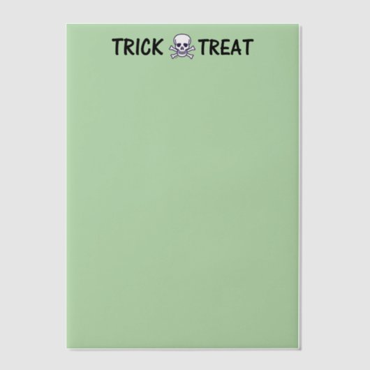 Schedel n Botten Trick or treat groen vellum papie Uitnodigingen (Voorkant)