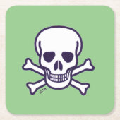 Schedel n Botten wit groen papier sq drink onderze Kartonnen Onderzetters (Voorkant)