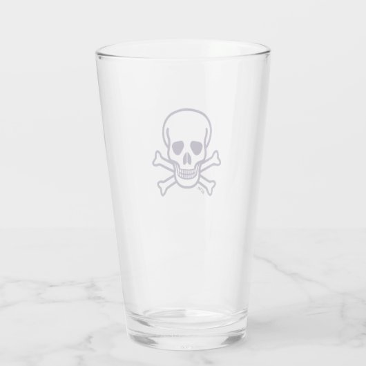 Schedel n Botten witte glazen tumbler (Achterkant)