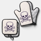 Schedel n Botten zilveren ovenwanten pottenhouder  Ovenwant & Pannenlap Set (Voorkant / Achterkant)