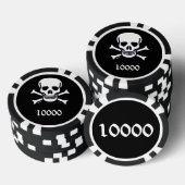 Schedel n Botten zwart 10000 gestreepte pokerchip (Opstapeling)