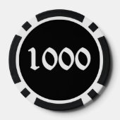 Schedel n Botten zwart 1000 gestreepte pokerchip (Achterkant)