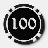 Schedel n Botten zwart 100 gestreepte pokerchip (Achterkant)