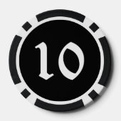 Schedel n Botten zwart 10 gestreepte pokerchip (Achterkant)