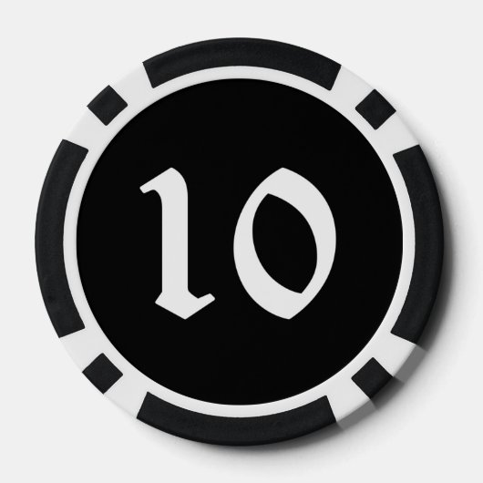 Schedel n Botten zwart 10 gestreepte pokerchip (Achterkant)