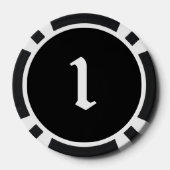 Schedel n Botten zwart 1 gestreepte pokerchip (Achterkant)