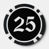 Schedel n Botten zwart 25 gestreepte pokerchip (Achterkant)