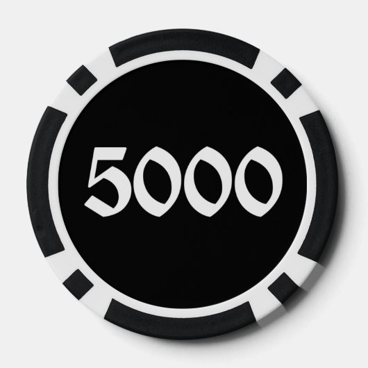 Schedel n Botten zwart 5000 gestreepte pokerchip (Achterkant)