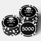 Schedel n Botten zwart 5000 gestreepte pokerchip (Opstapeling)