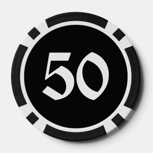 Schedel n Botten zwart 50 gestreepte poker chip (Achterkant)