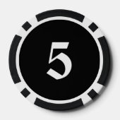 Schedel n Botten zwart 5 gestreepte poker chip (Achterkant)