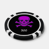 Schedel n Botten zwart paarse 500 gestreepte poker Chips (Enkel)
