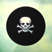 Schedel n Botten zwart rond venster cling voorkant Raamsticker (Vel 3)