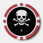 Schedel n Botten zwart rood 5 gestreepte poker chi Chips (Voorkant)