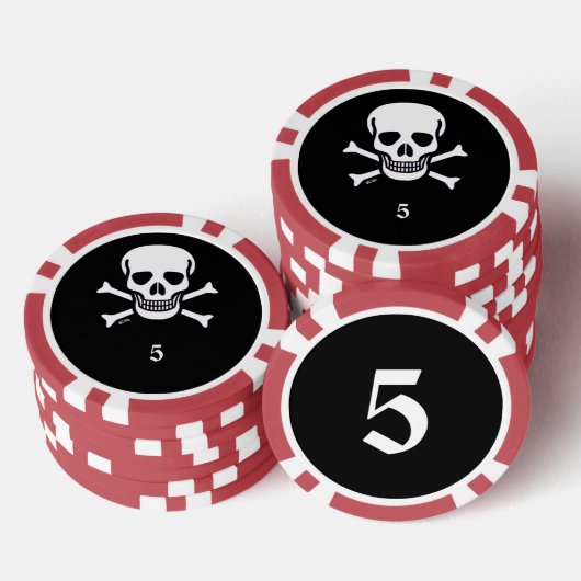 Schedel n Botten zwart rood 5 gestreepte poker chi Chips (Opstapeling)