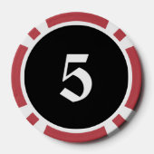 Schedel n Botten zwart rood 5 gestreepte poker chi Chips (Achterkant)