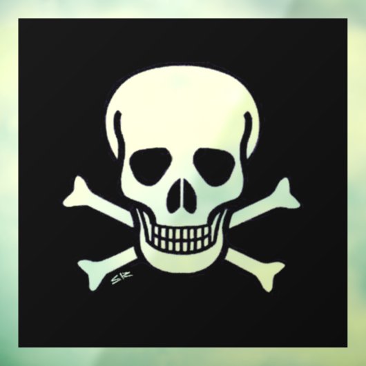 Schedel n Botten zwart sq venster vastklampen teru Raamsticker (Vel 3)