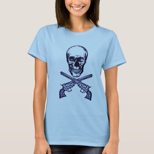 schedel n pistolen t-shirt (Voorkant)