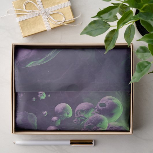 Schedel Nebulaire echo's Paarse groene decoupage Tissuepapier (Geschenk)