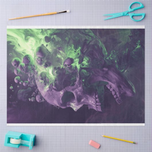 Schedel Nebulaire echo's Paarse groene decoupage Tissuepapier (Craft)