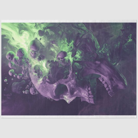 Schedel Nebulaire echo's Paarse groene decoupage Tissuepapier (Voorkant)