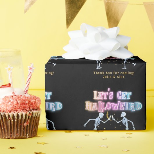 Schedel Neon Halloween Halloween Dansende Skelette Cadeaupapier (Verjaardagsfeest)