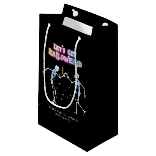 Schedel Neon Halloween Halloween Dansende Skelette Klein Cadeauzakje (Voorkant Gekanteld)