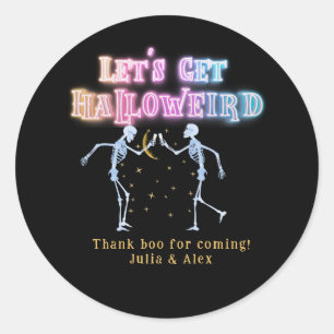Schedel Neon Halloween Halloween Dansende Skelette Ronde Sticker