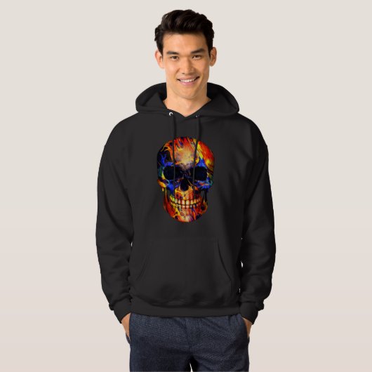 SCHEDEL NEON VERF ABSTRACT HOODIE (Voorkant volledig)