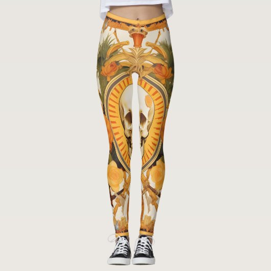 Schedel Oerwoud | Kleurrijk patroon Leggings (Voorkant)