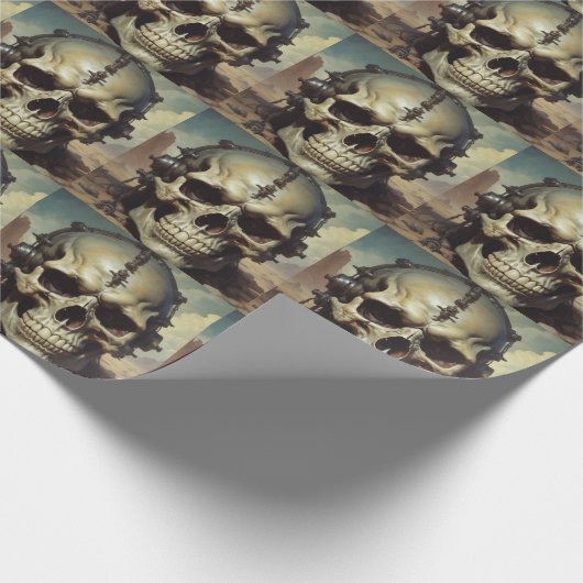 Schedel Olie Schilderij Stijl Schilderij Illustrat Cadeaupapier (Hoek)