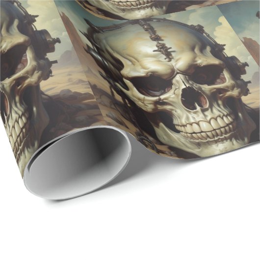 Schedel Olie Schilderij Stijl Schilderij Illustrat Cadeaupapier (Rol Hoek)