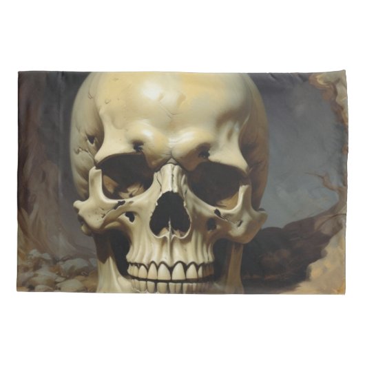 Schedel Olie Schilderij Stijl Schilderij Illustrat Kussensloop (Achterkant)