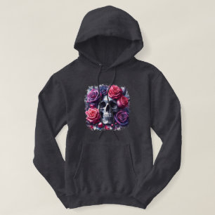 Schedel omgeven door levendige Rozen Hoodie