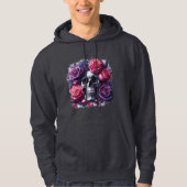 Schedel omgeven door levendige Rozen Hoodie (Voorkant)