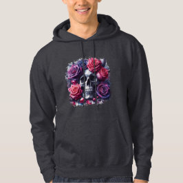 Schedel omgeven door levendige Rozen Hoodie