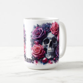 Schedel omgeven door levendige Rozen Koffiemok