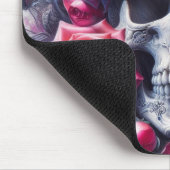 Schedel omgeven door levendige Rozen Muismat (Hoek)