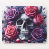 Schedel omgeven door levendige Rozen Muismat (Voorkant)
