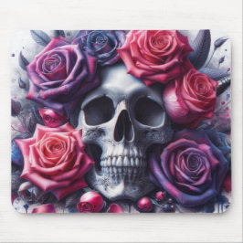 Schedel omgeven door levendige Rozen Muismat