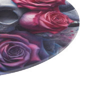 Schedel omgeven door levendige Rozen Snijplank (Hoek)