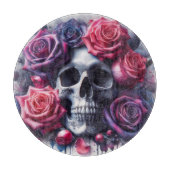 Schedel omgeven door levendige Rozen Snijplank (Voorkant)