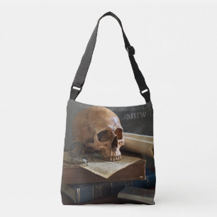 Schedel op Boeken aangepaste monogram zakken Crossbody Tas