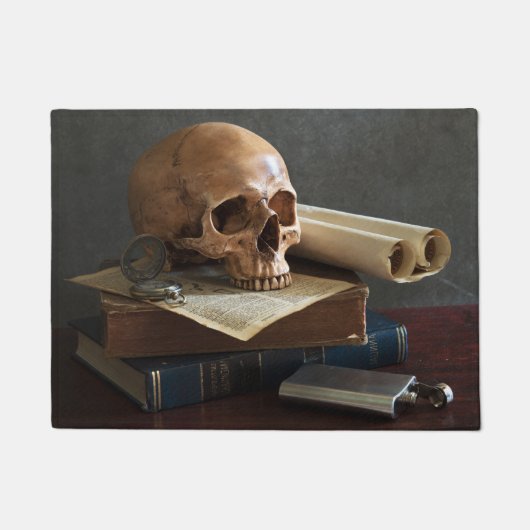 Schedel op boeken deurmat (Voorkant)