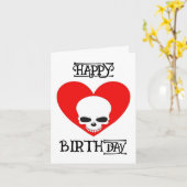 schedel op hart verjaardagskaart wit kaart (Gele Bloem)